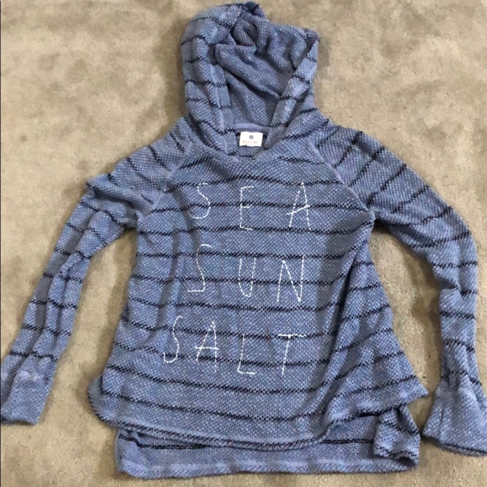 Sundry blue with navy striped hoodie sweater